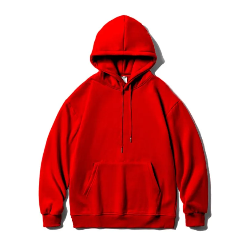 Men Oversized Hoodies Solid Color Man Casaual Hooded Pullovers 2023 Winter Warm Fleece Sweatshirts Top Man Clothing