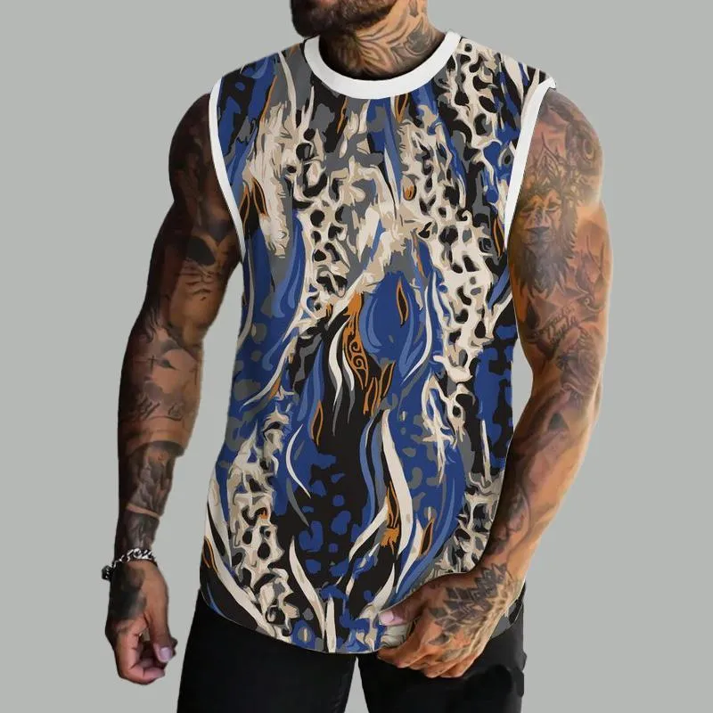 Men's Basic Printed Round Neck Vest 82059054YM