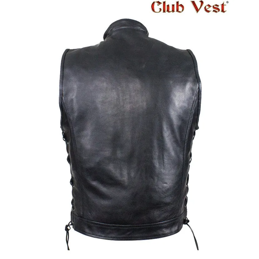 Men's Black Liner Naked Cowhide Gun Pocket With Zipper And Snap Vest by Club Vest®