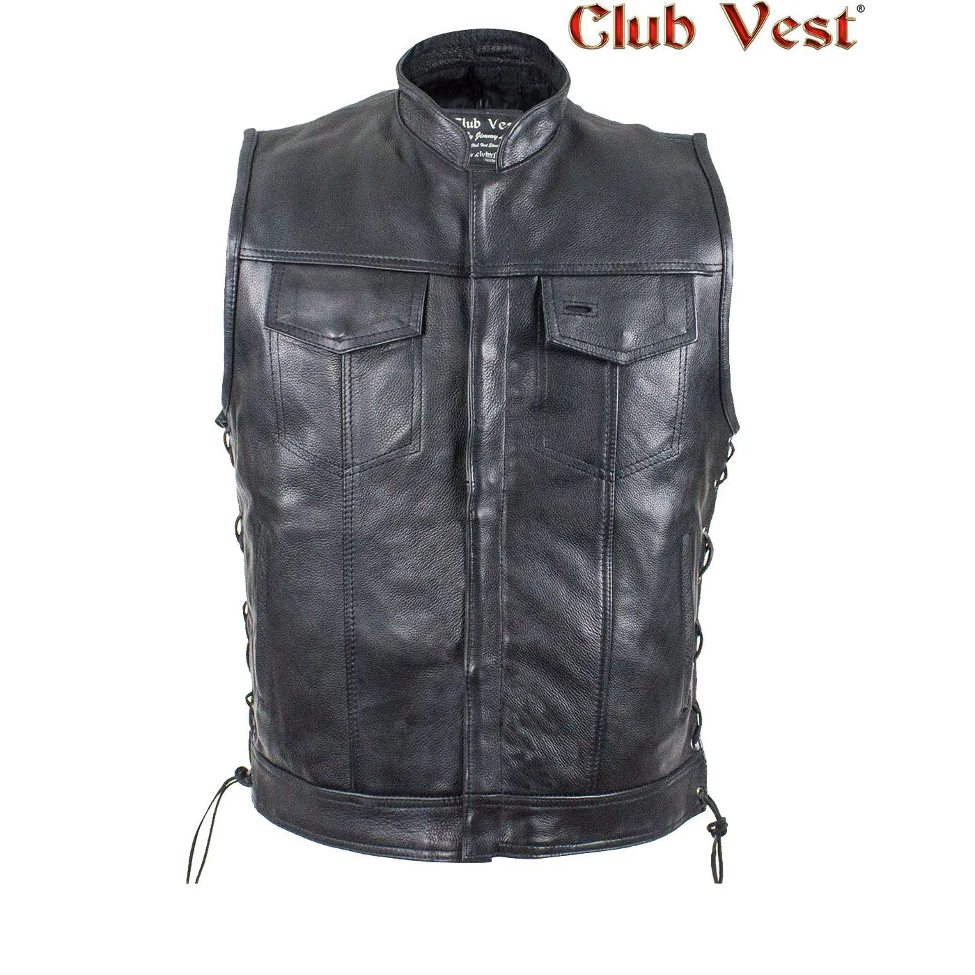 Men's Black Liner Naked Cowhide Gun Pocket With Zipper And Snap Vest by Club Vest®