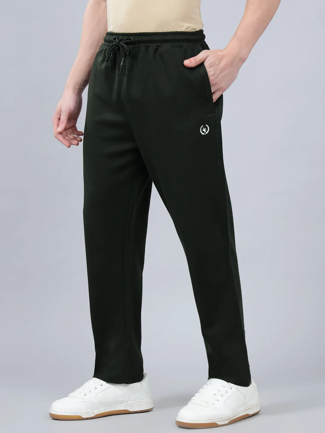 Men's Bottle Green Solid Winter Track Pant