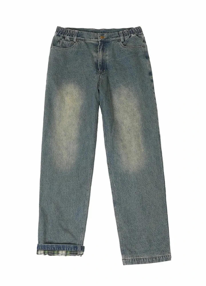 Men's Flannel Lined Jeans,Straight Leg