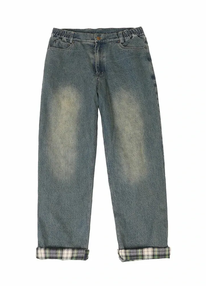 Men's Flannel Lined Jeans,Straight Leg