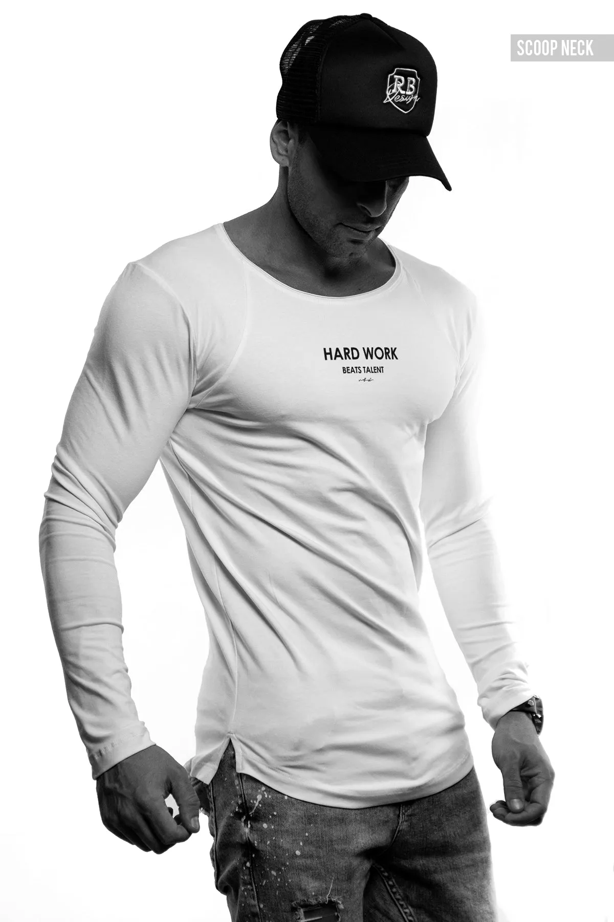 Mens Long Sleeve T-shirt "Hard work beats talent" MD970