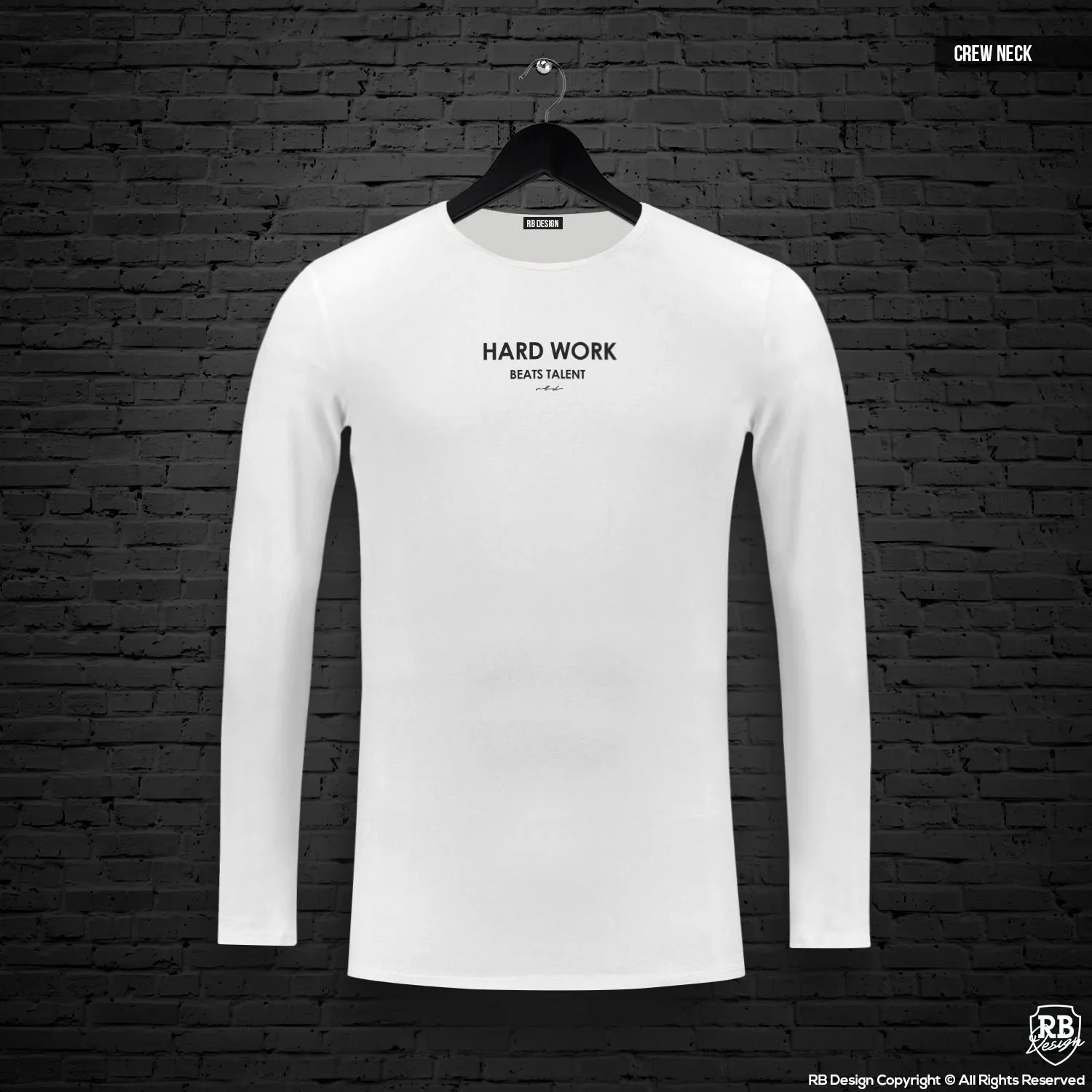 Mens Long Sleeve T-shirt "Hard work beats talent" MD970