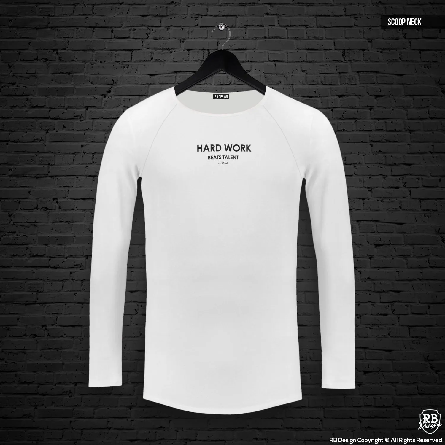 Mens Long Sleeve T-shirt "Hard work beats talent" MD970