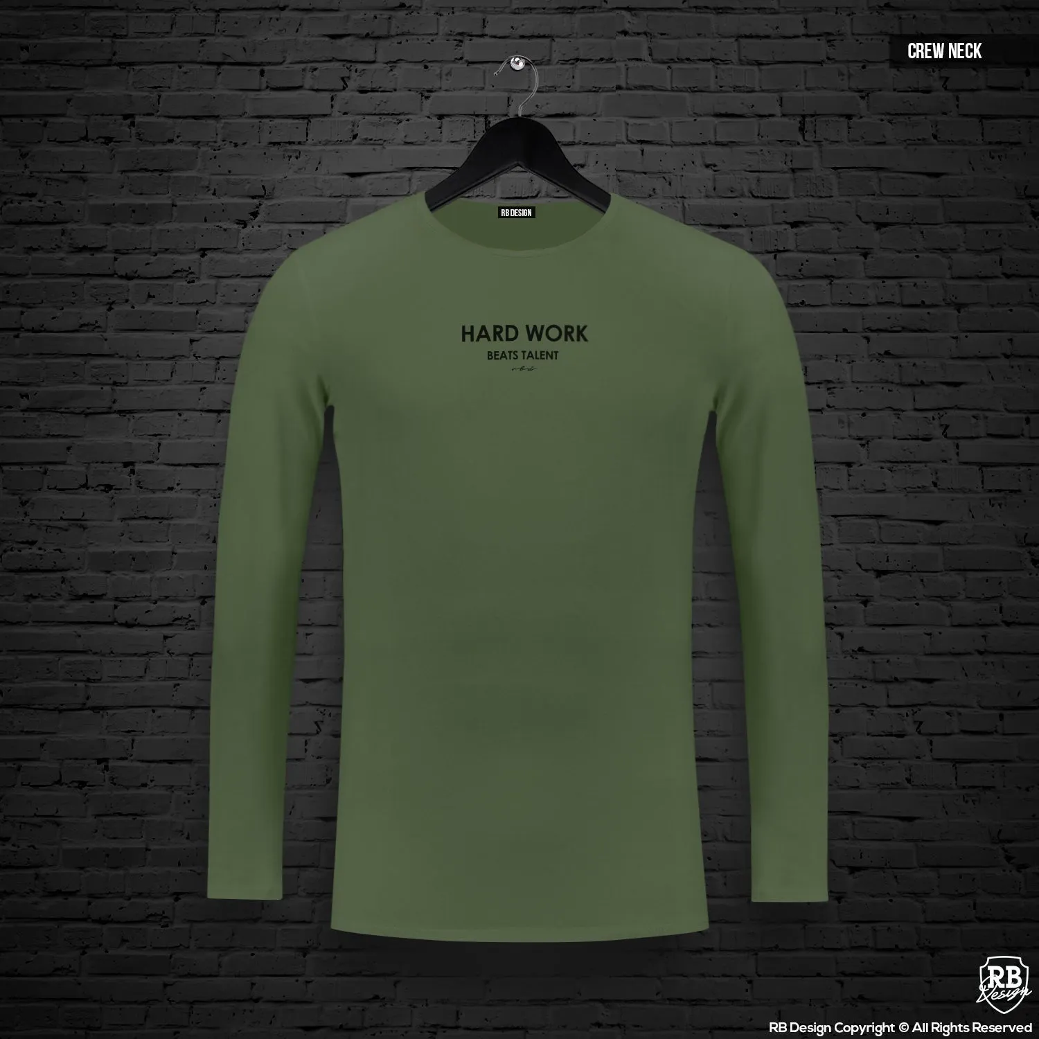 Mens Long Sleeve T-shirt "Hard work beats talent" MD970