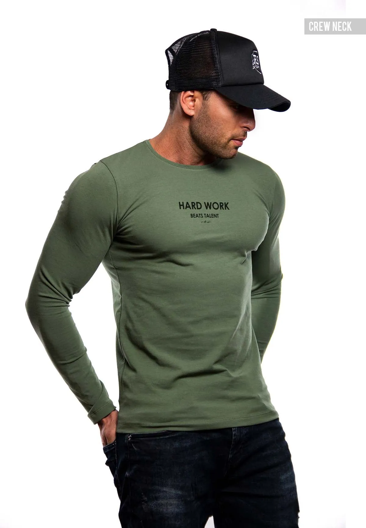 Mens Long Sleeve T-shirt "Hard work beats talent" MD970