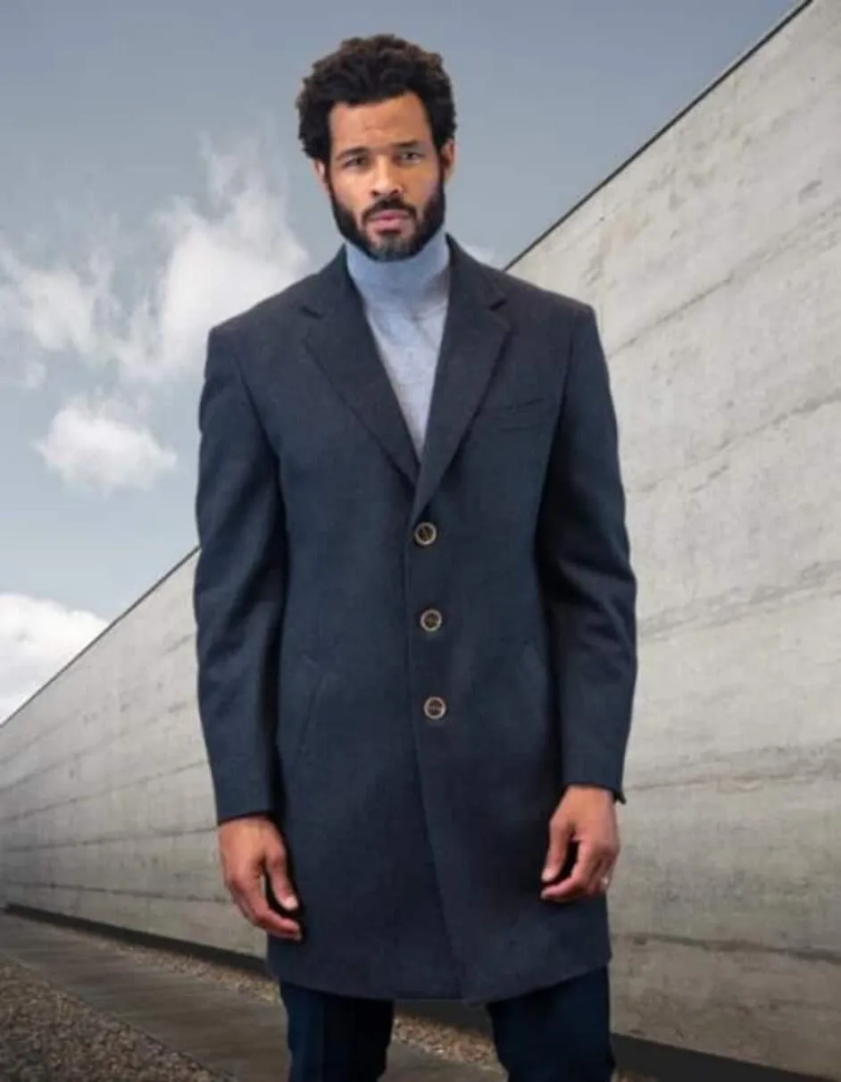 Mens Overcoat - Topcoat For Men - Winter Fabric - Statement Charcoal Overcoat