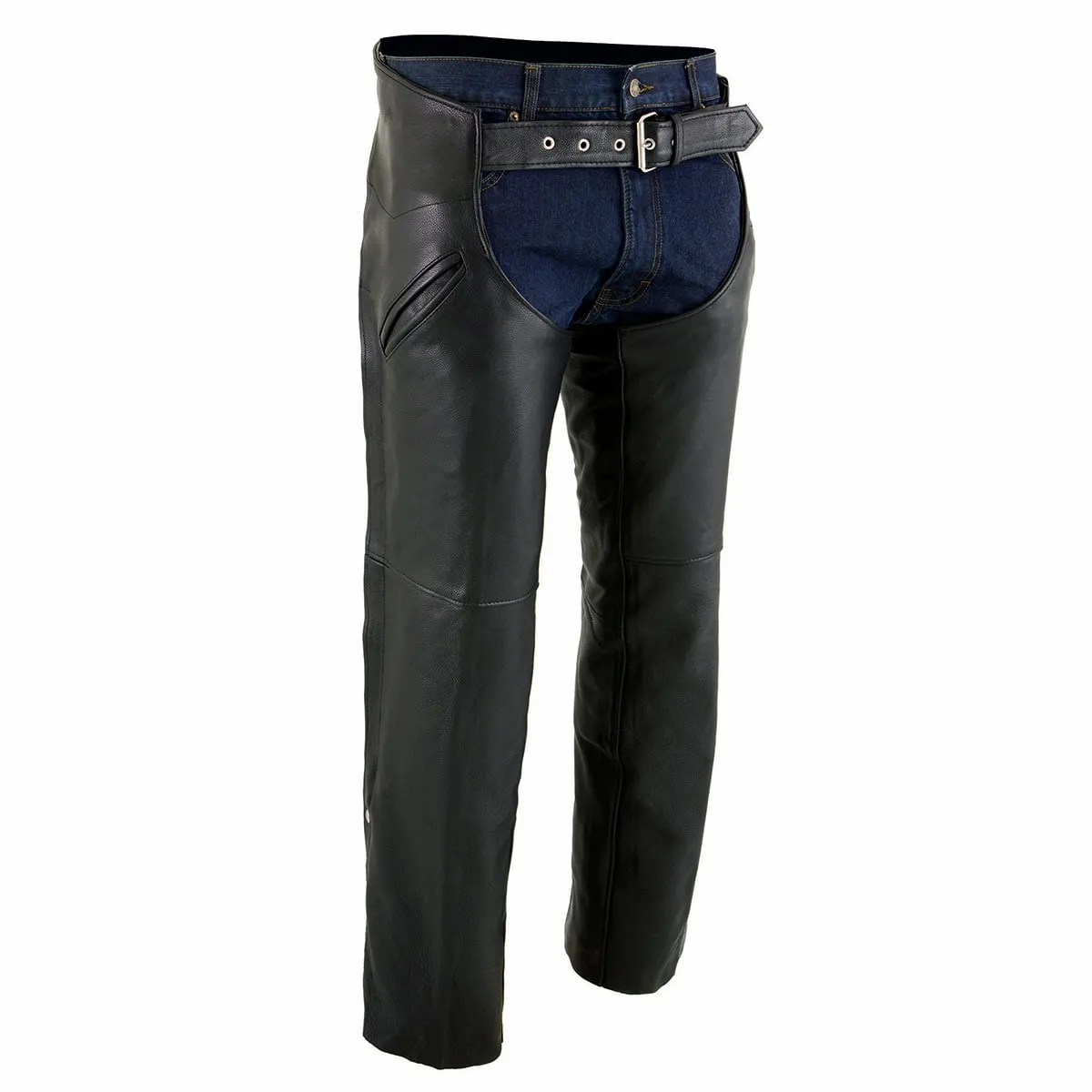 Milwaukee Leather Chaps for Men's Black Premium Leather Motorcycle