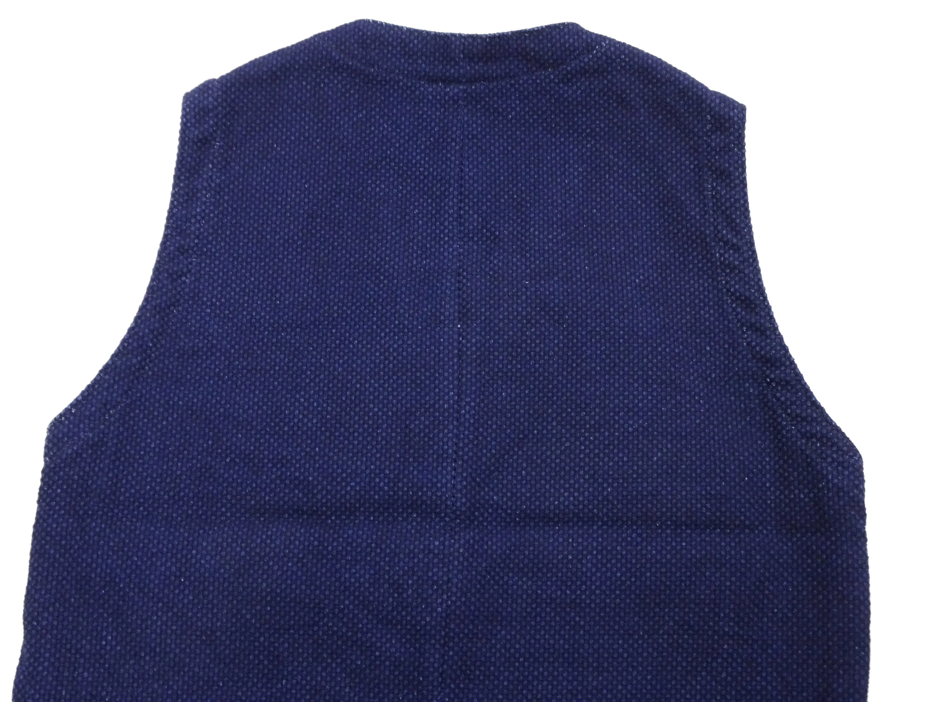 Momotaro Jeans Indigo Sashiko Vest Men's Casual V-neck Button Front Work Vest Waistcoat 04-010