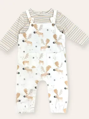 Moose Baby Overall & Bodysuit Set