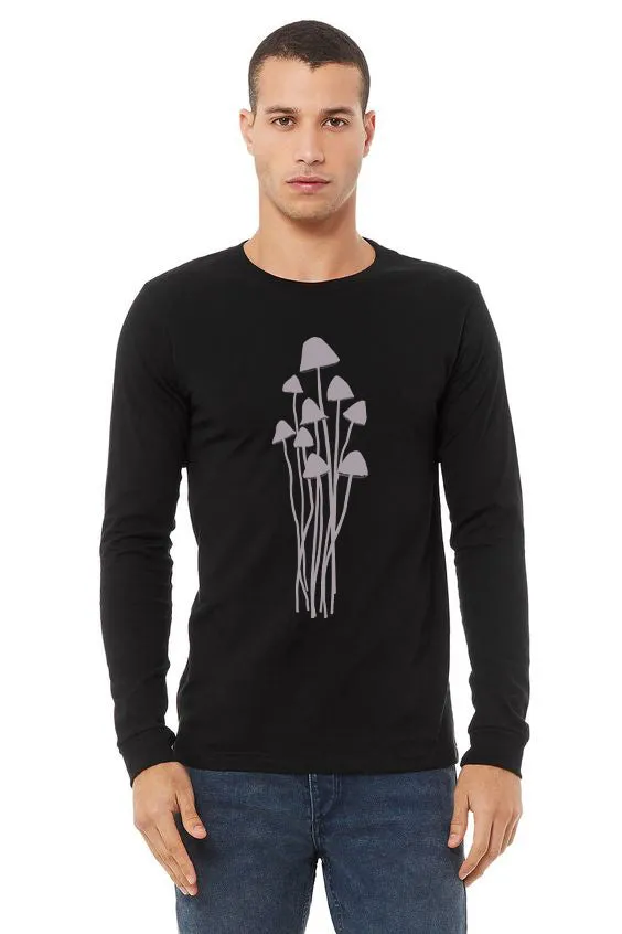 Mushroom Caps T-Shirt - Long Sleeve Unisex Black