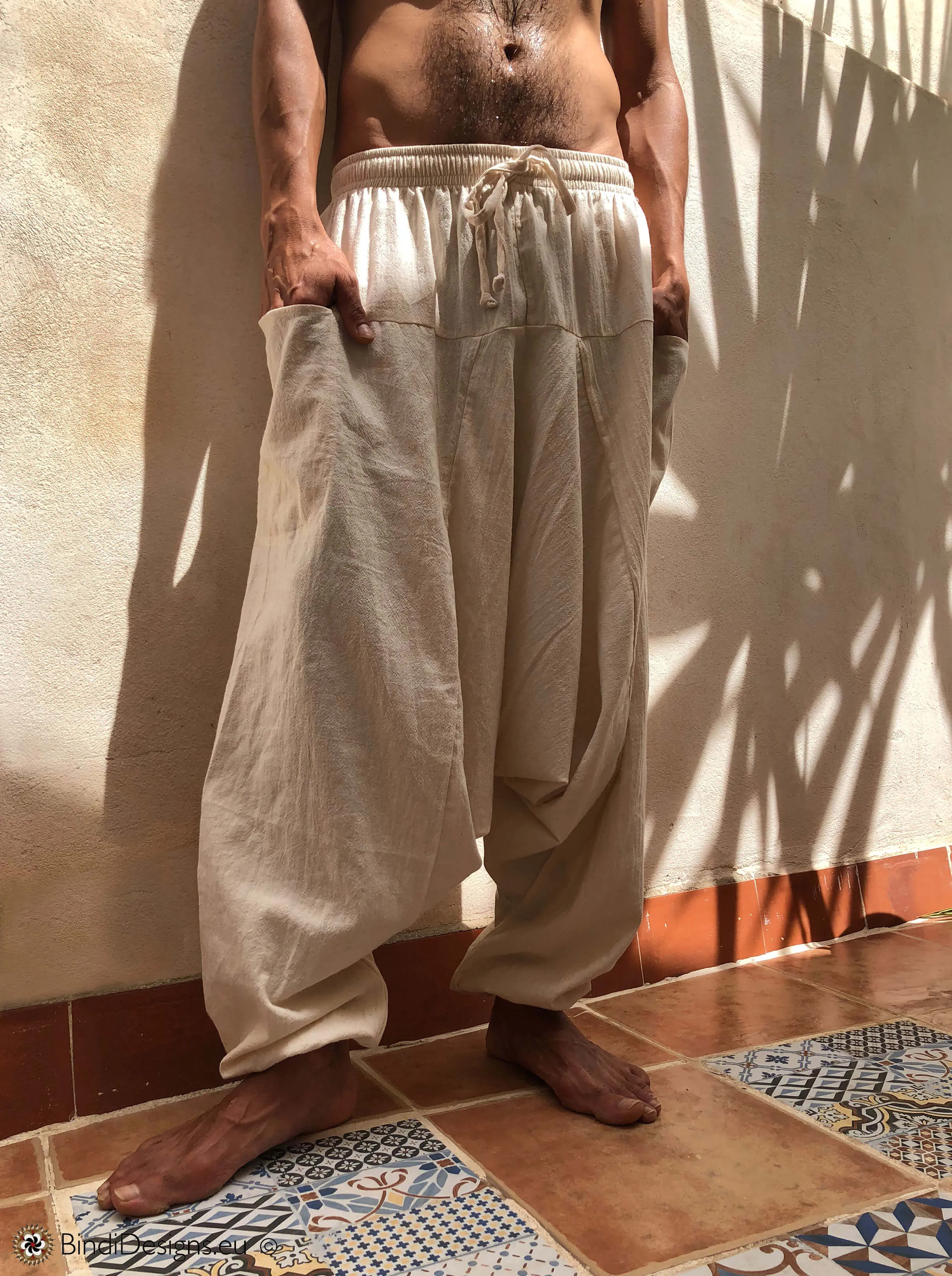 Natural Cotton Loose Fit Drawstring Pants