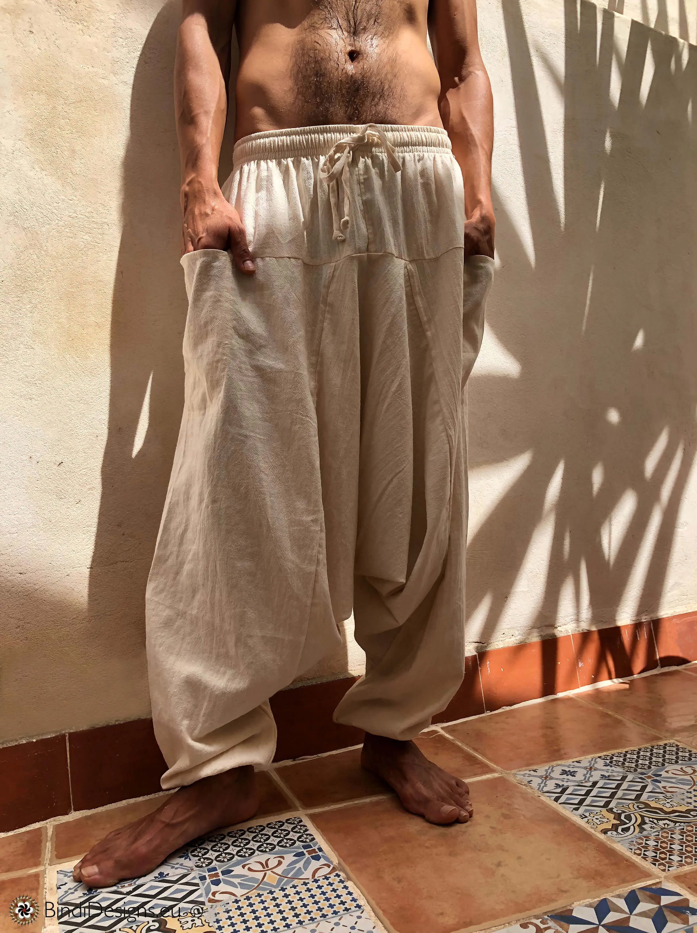 Natural Cotton Loose Fit Drawstring Pants