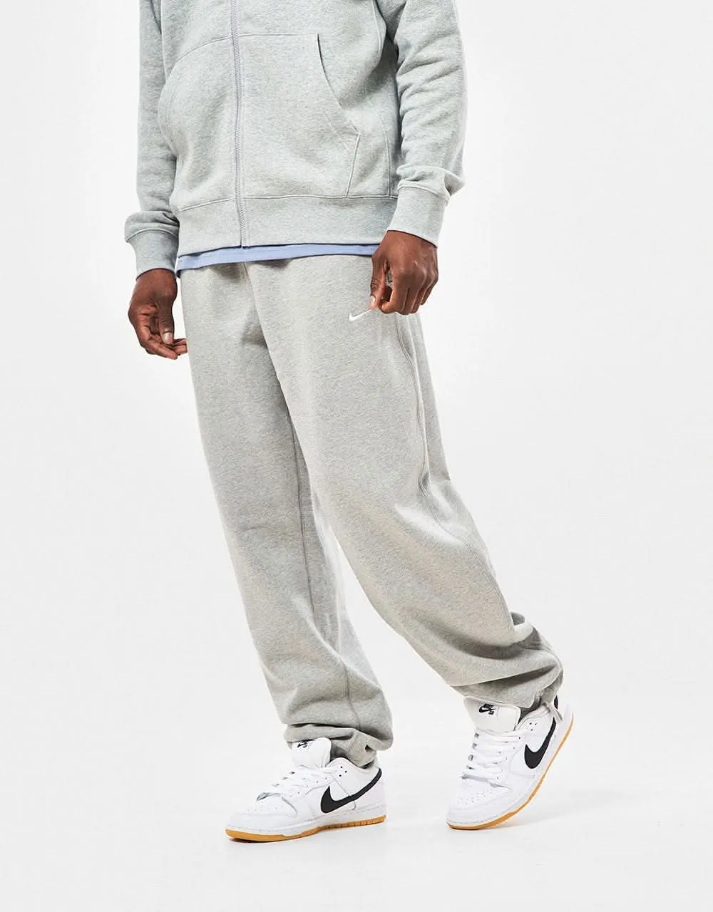 Nike Solo Swoosh Sweatpants (Straight) - Dark Heather Grey Heather/White