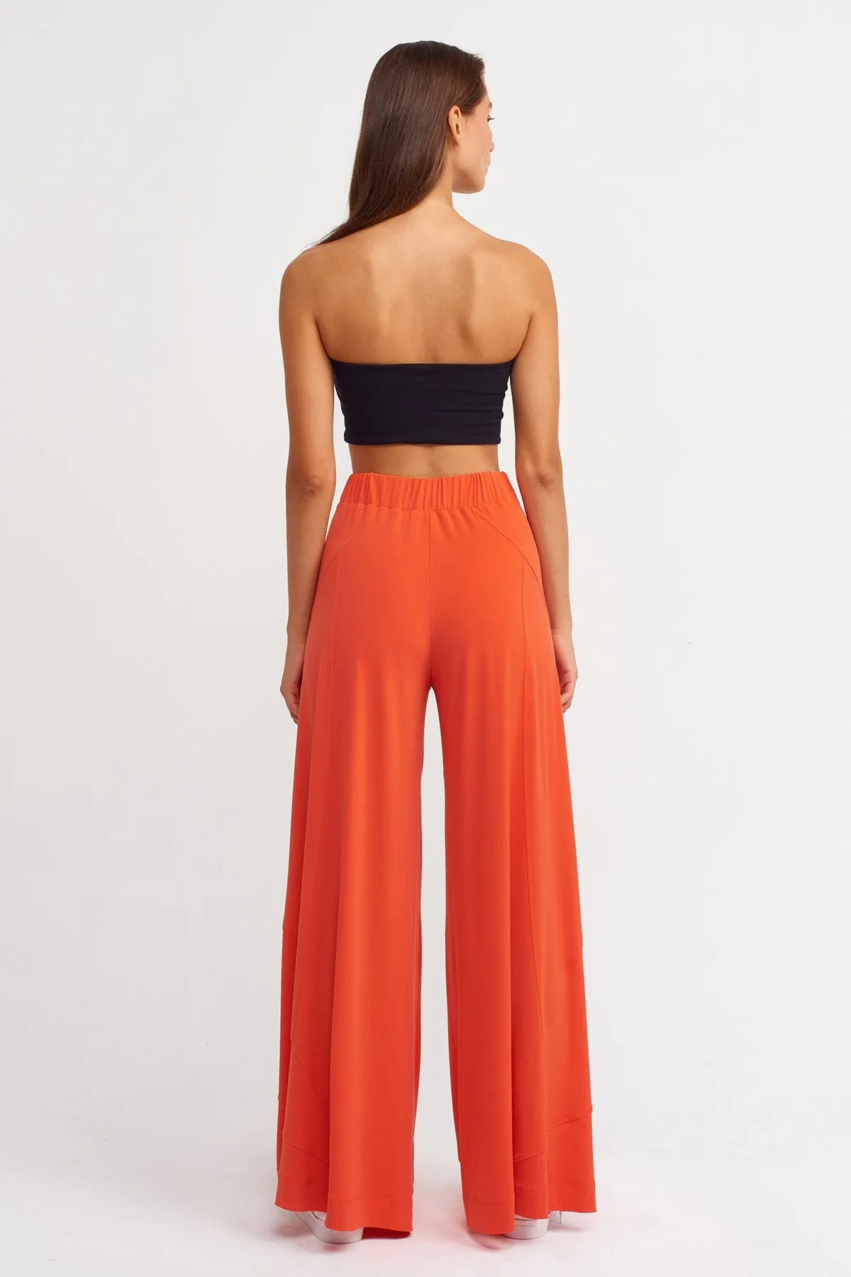 Nu Wide Leg Trousers With Stitched Detail Orange