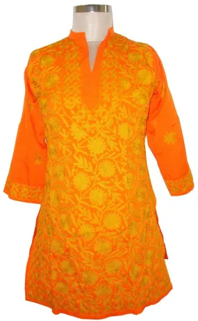 Orange Kamas Crepe Kurti Dress Size 40 SC562