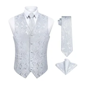 Paisley 3pc Suit Vest Set - E-WHITE 3