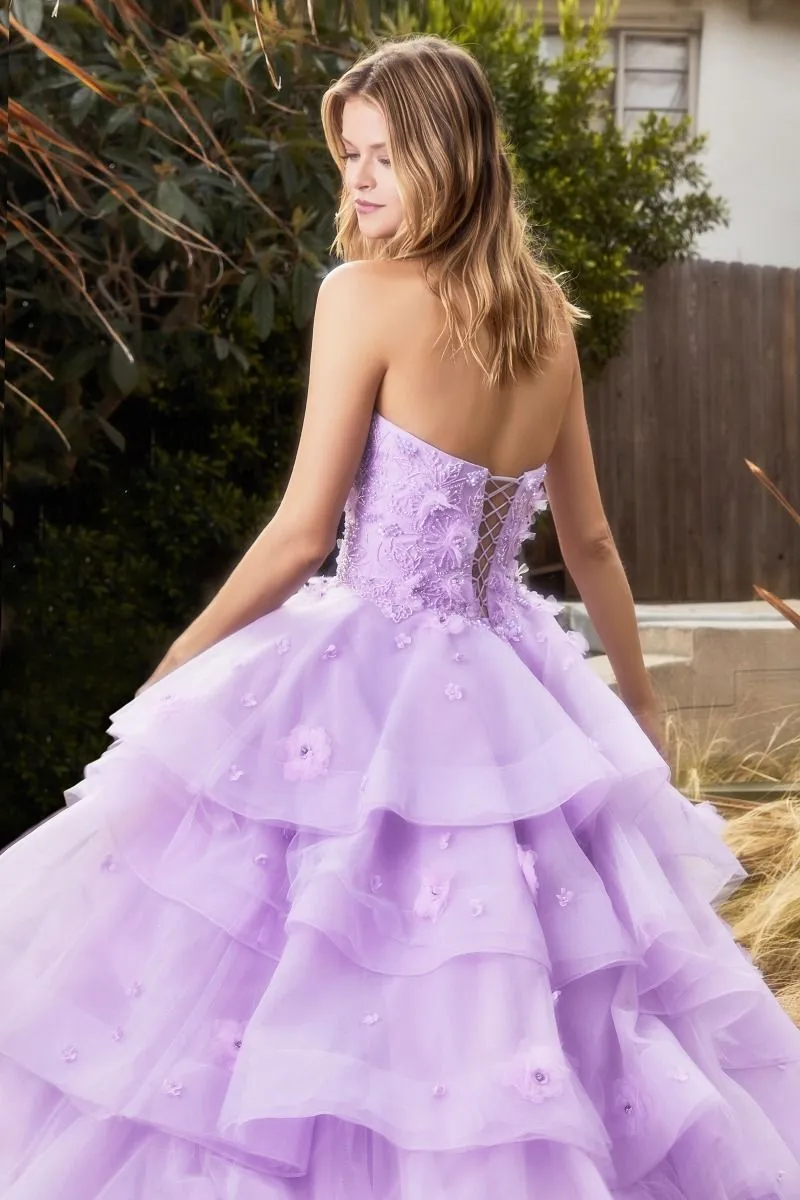 PEONY PETAL COUTURE LAYERED BALL GOWN CDA1220