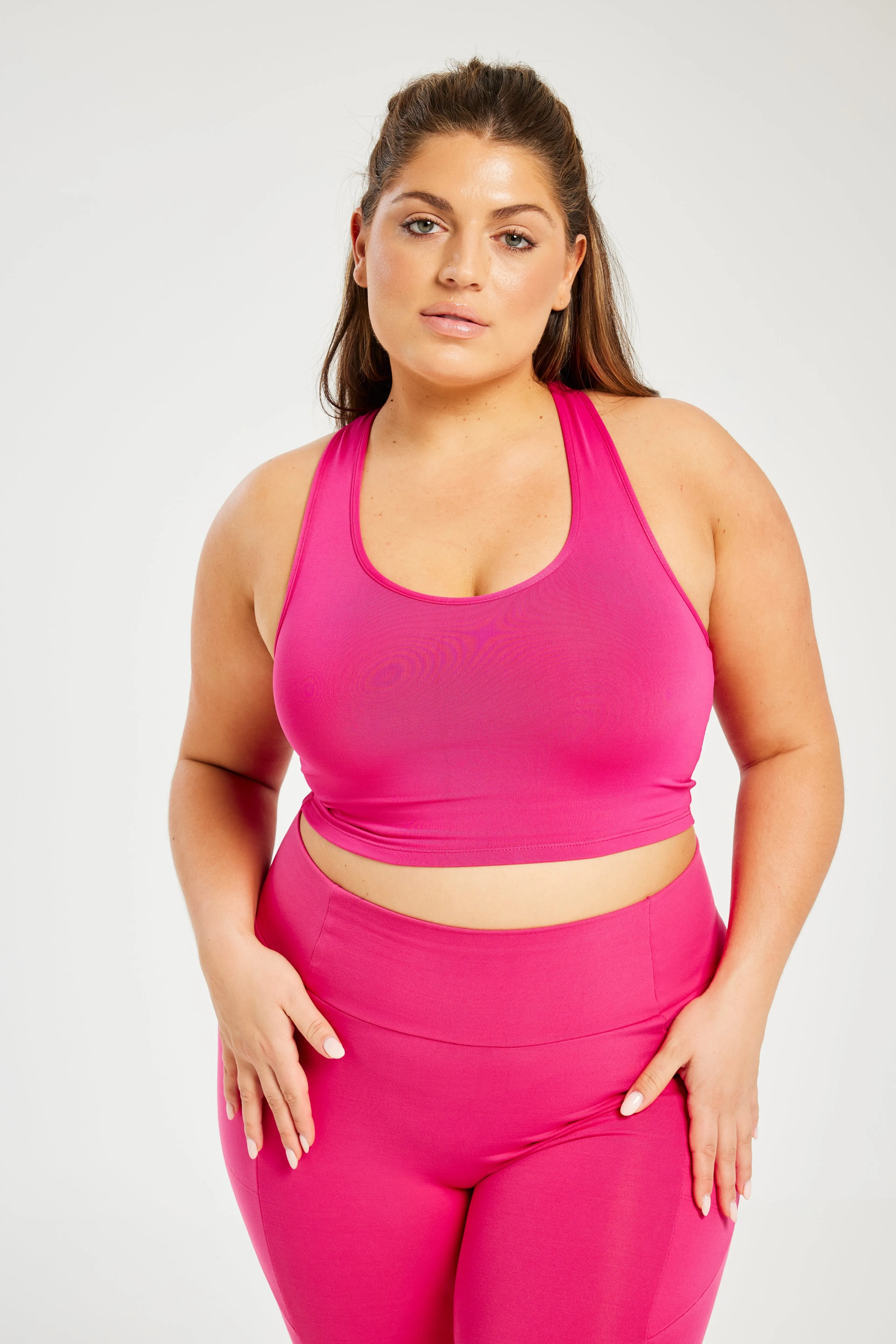 Performance Cropped Tank Fuchsia