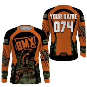 Personalized Orange BMX Racing Jersey Camo Bike Shirt Enduro Cycling Gear 3D Long Sleeve Shirt