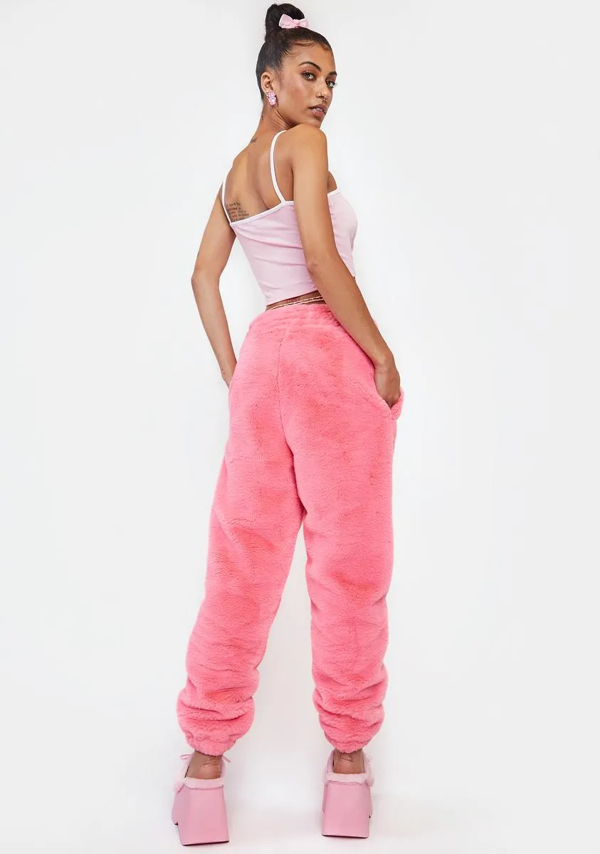 Pink Tommy Faux Fur Pants