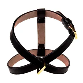 Plain Leather Dog Harness Black