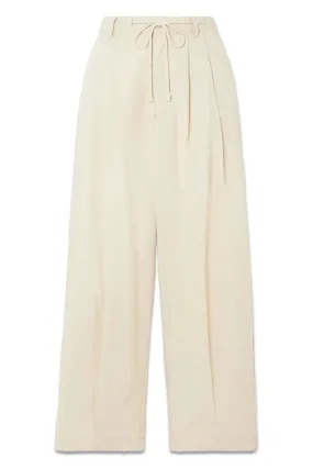 Pleated Organic Cotton-twill Wide-leg Pants