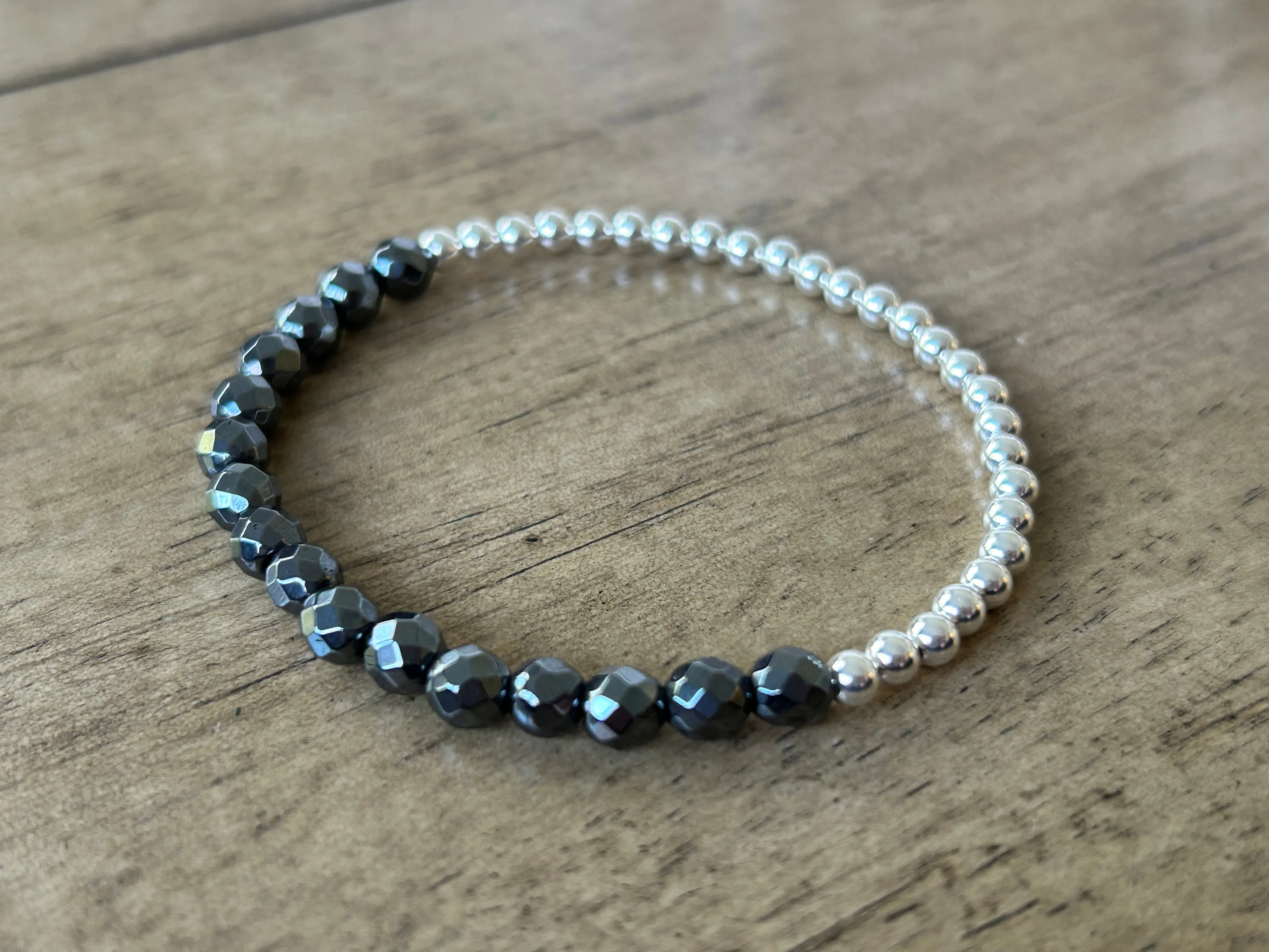 Quinn Faceted Hematite Sterling Bracelet