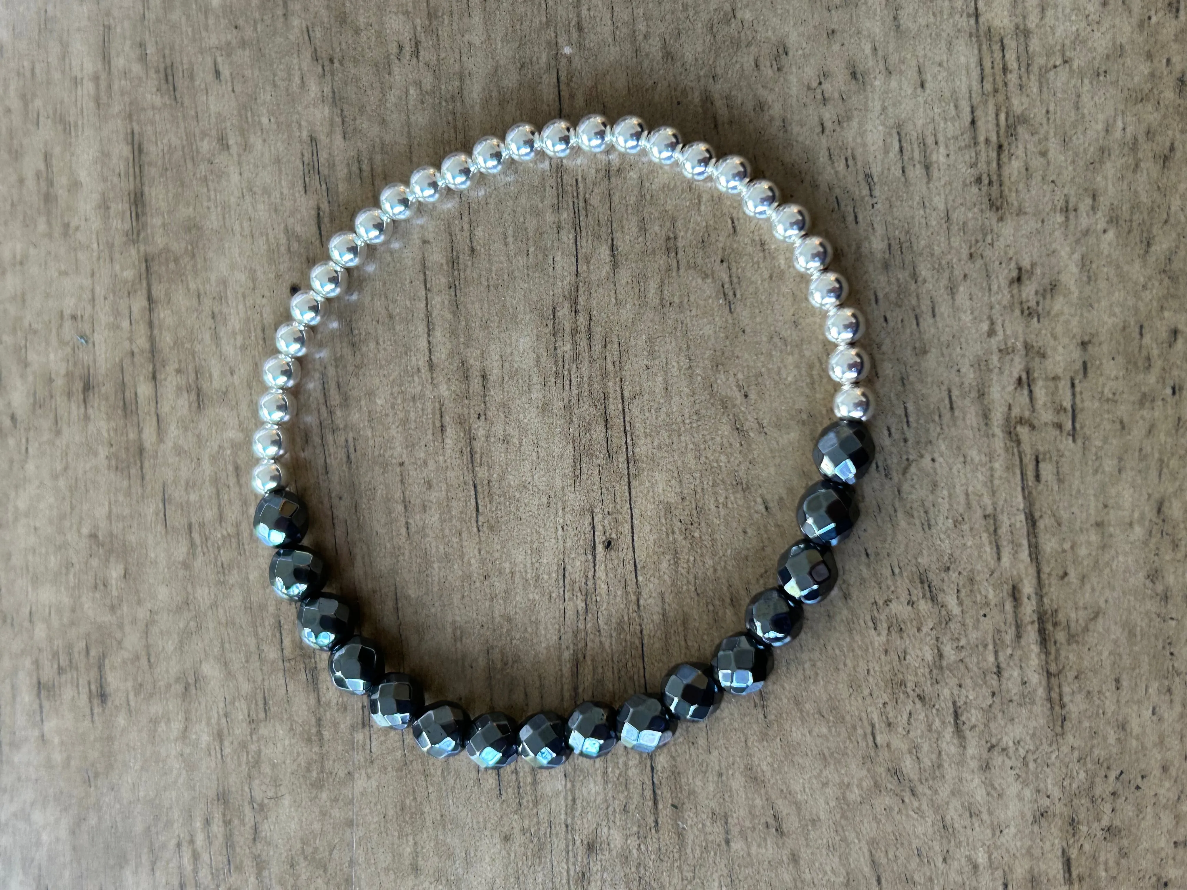 Quinn Faceted Hematite Sterling Bracelet