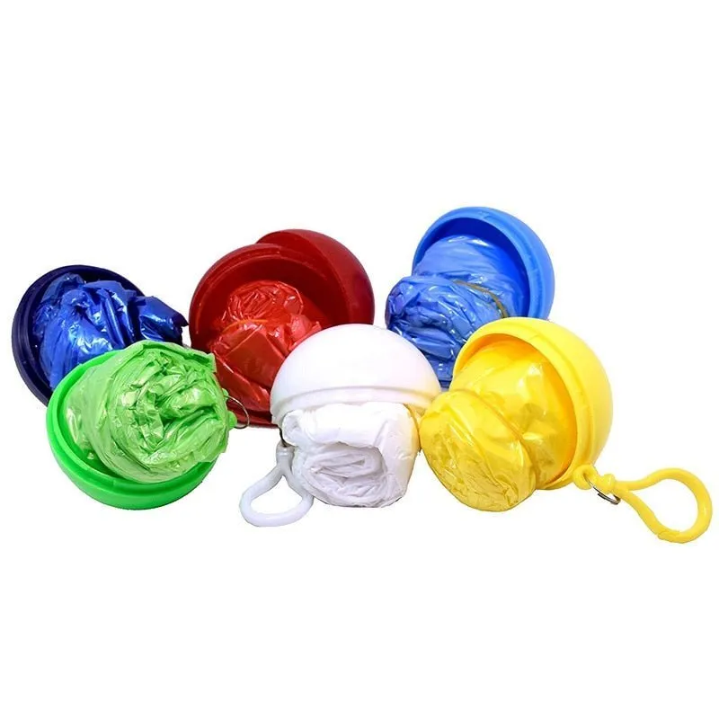 Rain Coat Keychain - Disposable Emergency Rain Ponchos, Waterproof Raincoats In Keychain Ball