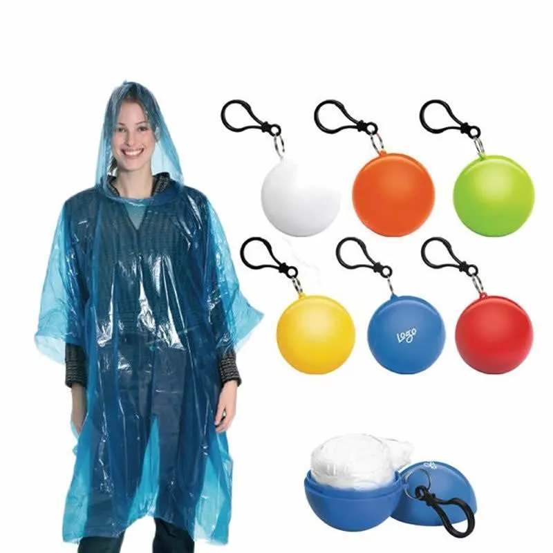 Rain Coat Keychain - Disposable Emergency Rain Ponchos, Waterproof Raincoats In Keychain Ball