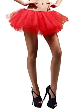 Red - 5 Layer Tutu Skirt for Running, Dress-Up, Costumes