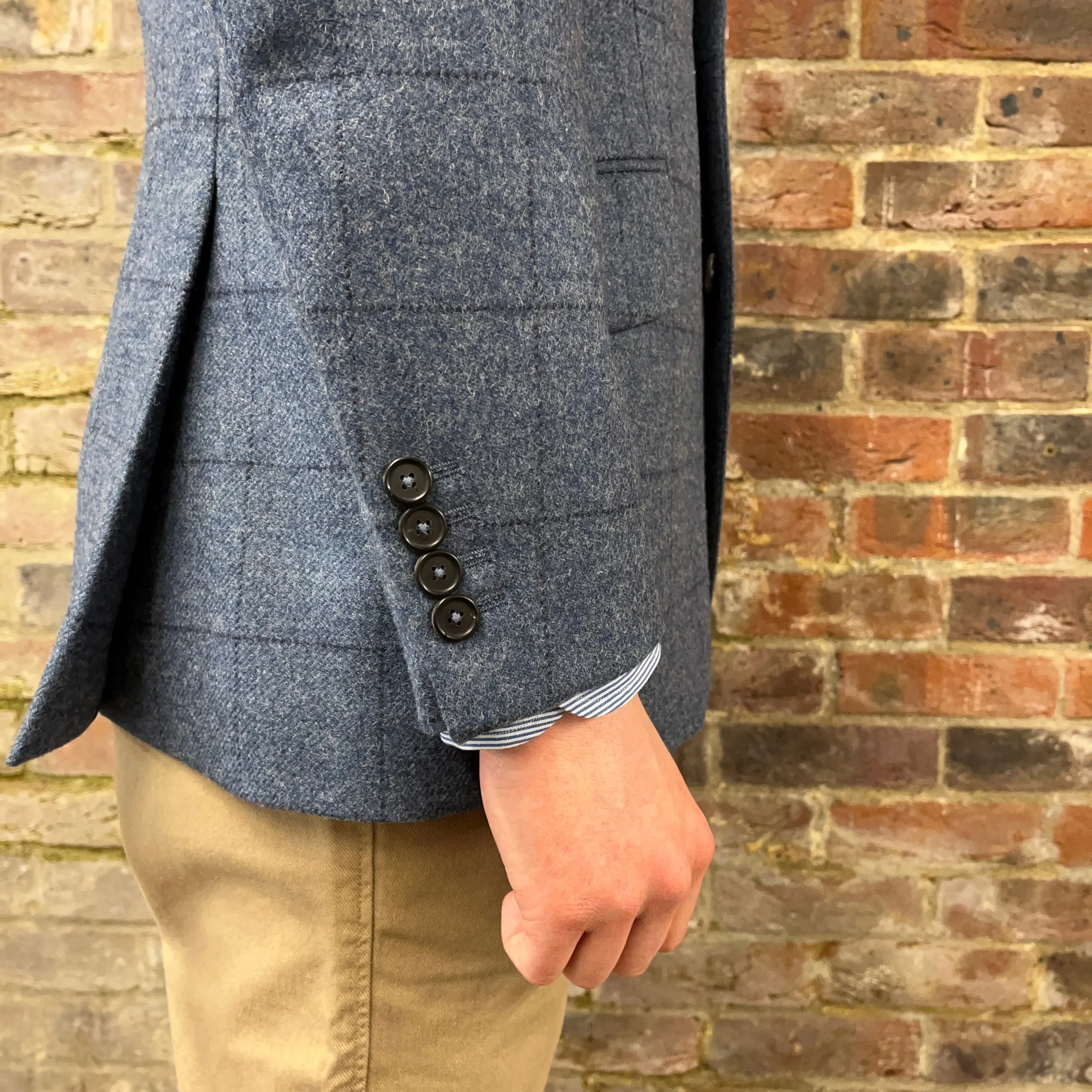 Regent - 'Max' Jacket - Blue with Overcheck Wool 310g - Marton Mills