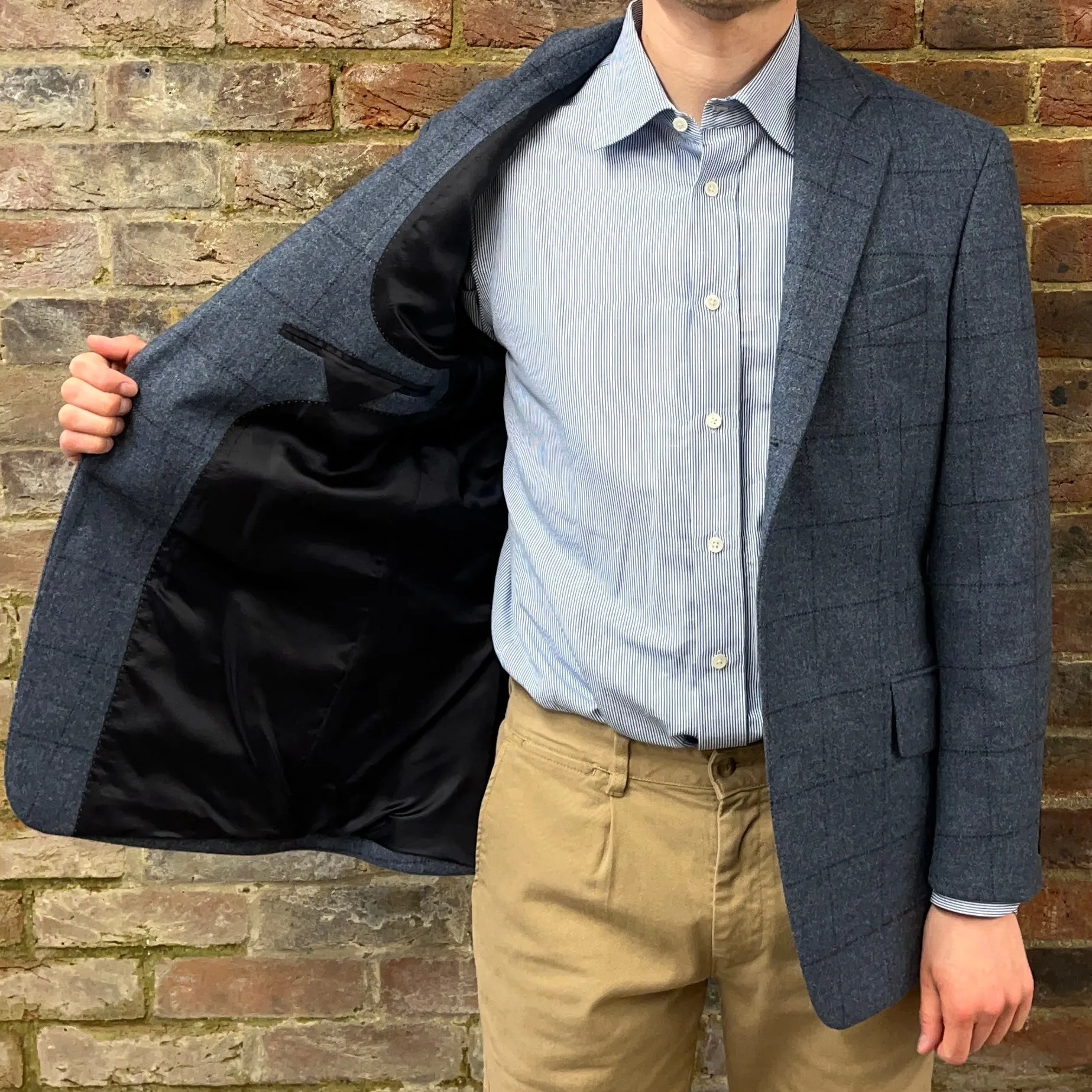 Regent - 'Max' Jacket - Blue with Overcheck Wool 310g - Marton Mills