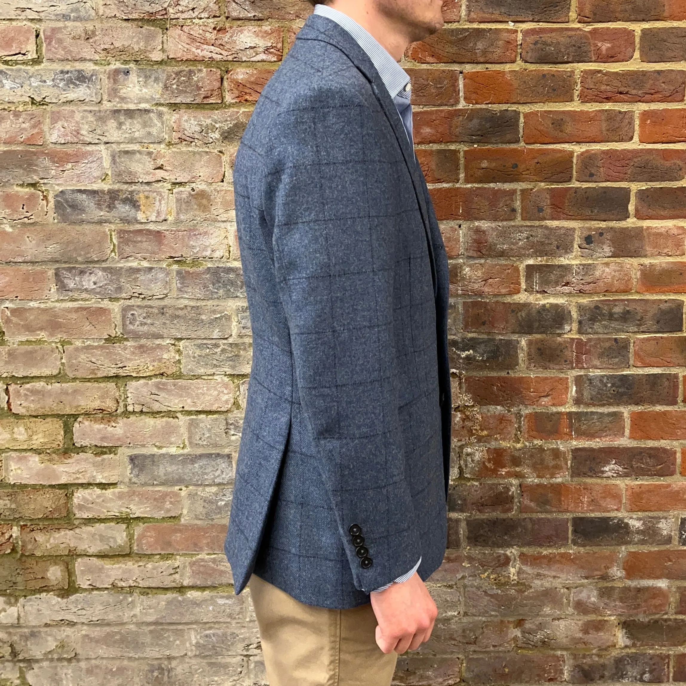 Regent - 'Max' Jacket - Blue with Overcheck Wool 310g - Marton Mills