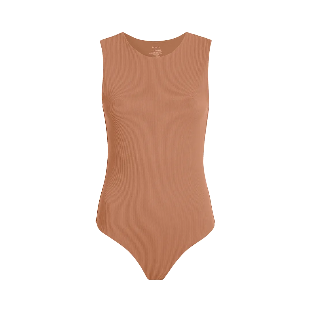 Ribbed Crewneck Tank Bodysuit | Clay