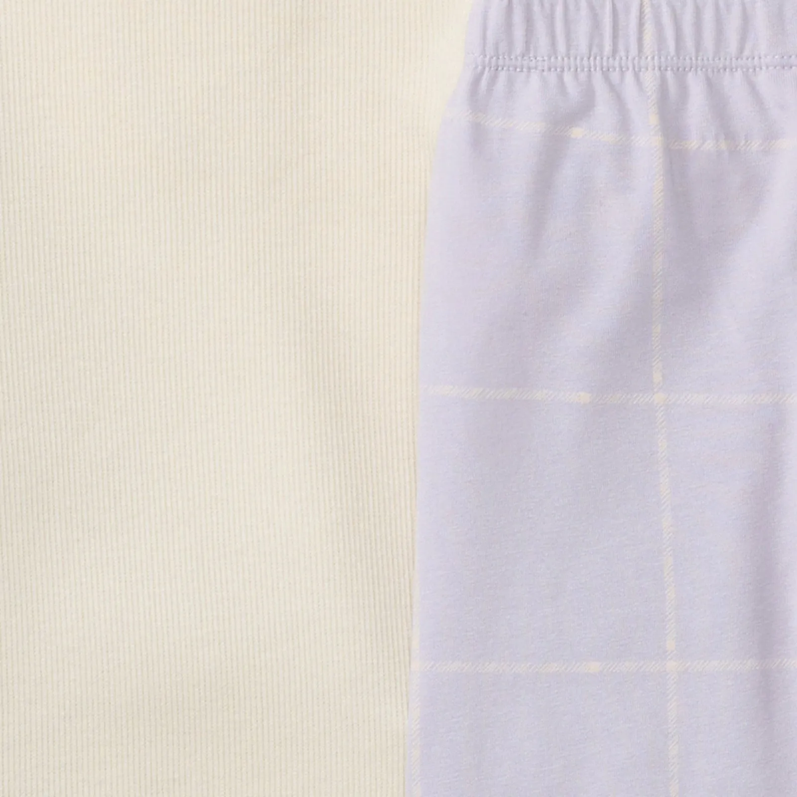 Ribbed Top and Pants Set - Oat - Window Plaid - Flowering Lilac