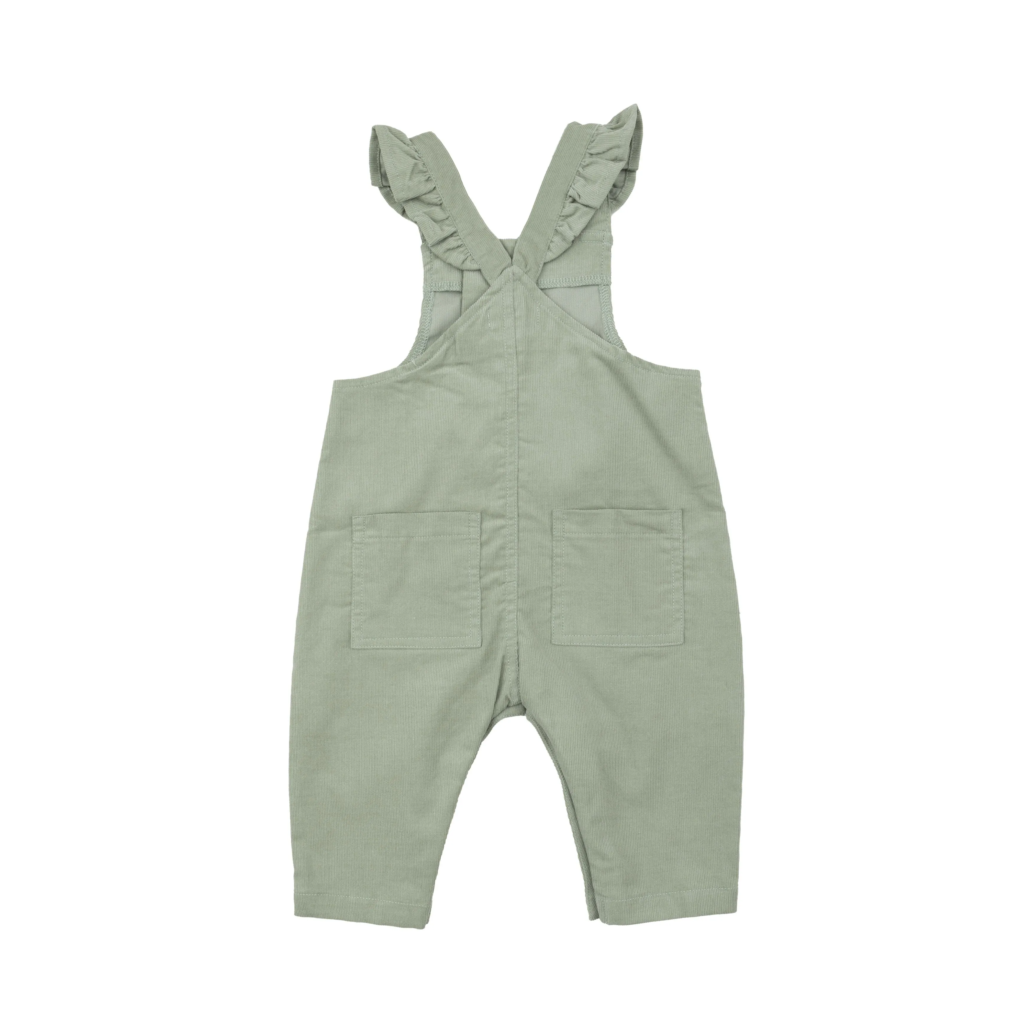 Ruffle Overalls - Cord Desert Sage