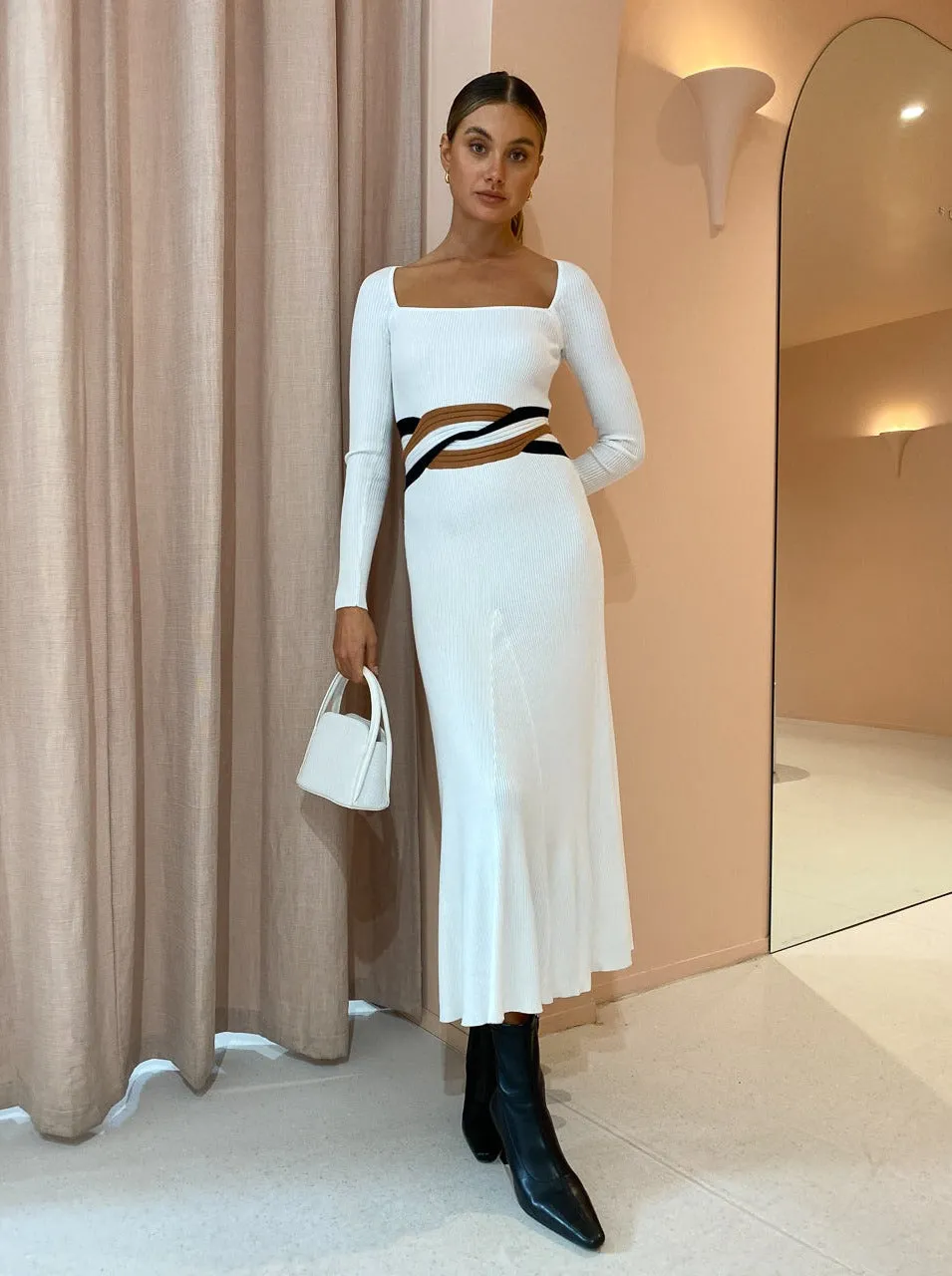 Sovere Inertia Knit Midi Dress in All Sort of White