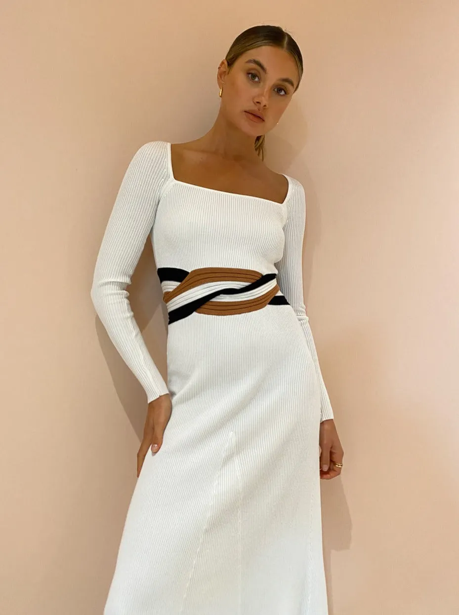 Sovere Inertia Knit Midi Dress in All Sort of White