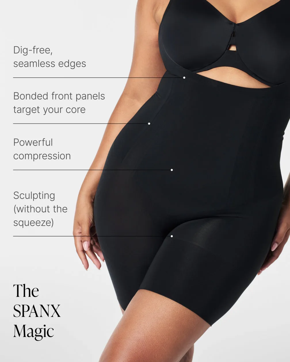 SPANXsculpt™ OnCore Open-Bust Mid-Thigh Bodysuit