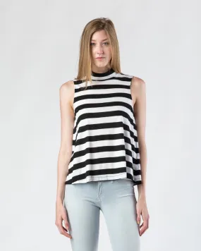 Splendid White and Black Mock Neck Tank Top