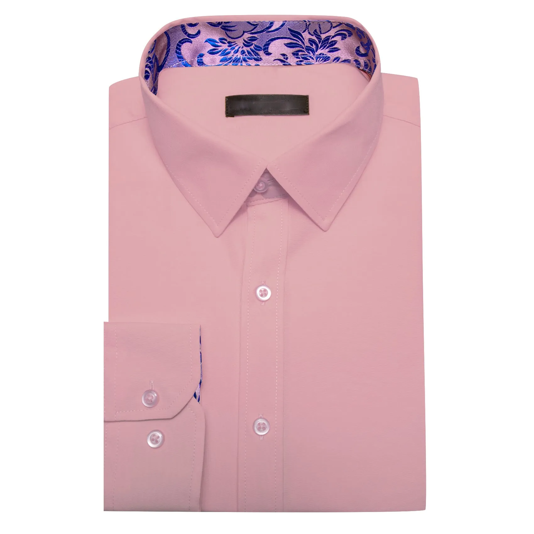 Splicing Style Pink with Purple Floral Edge Men's Long Sleeve Shirt