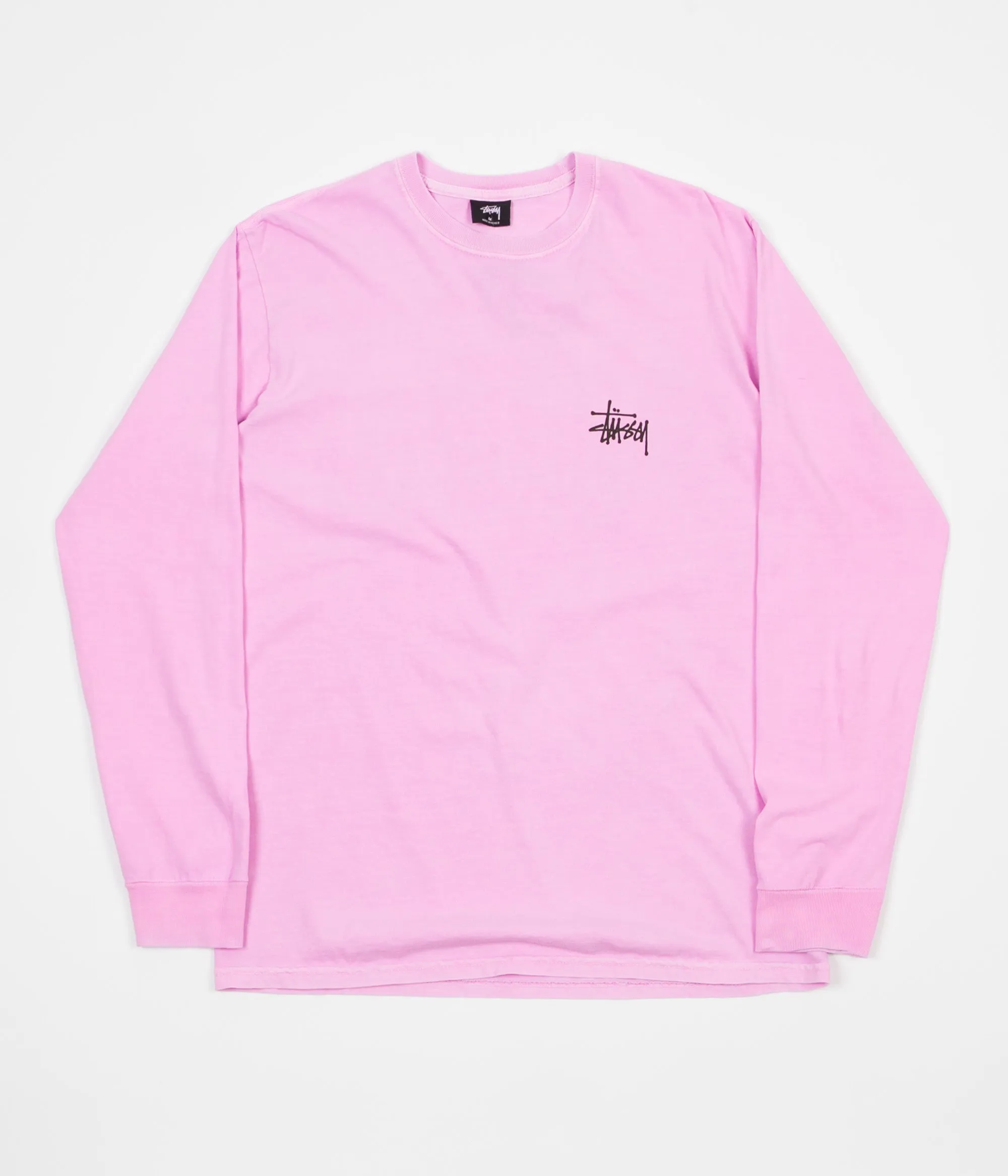 Stussy Basic Stussy Pigment Dyed Long Sleeve T-Shirt - Pink