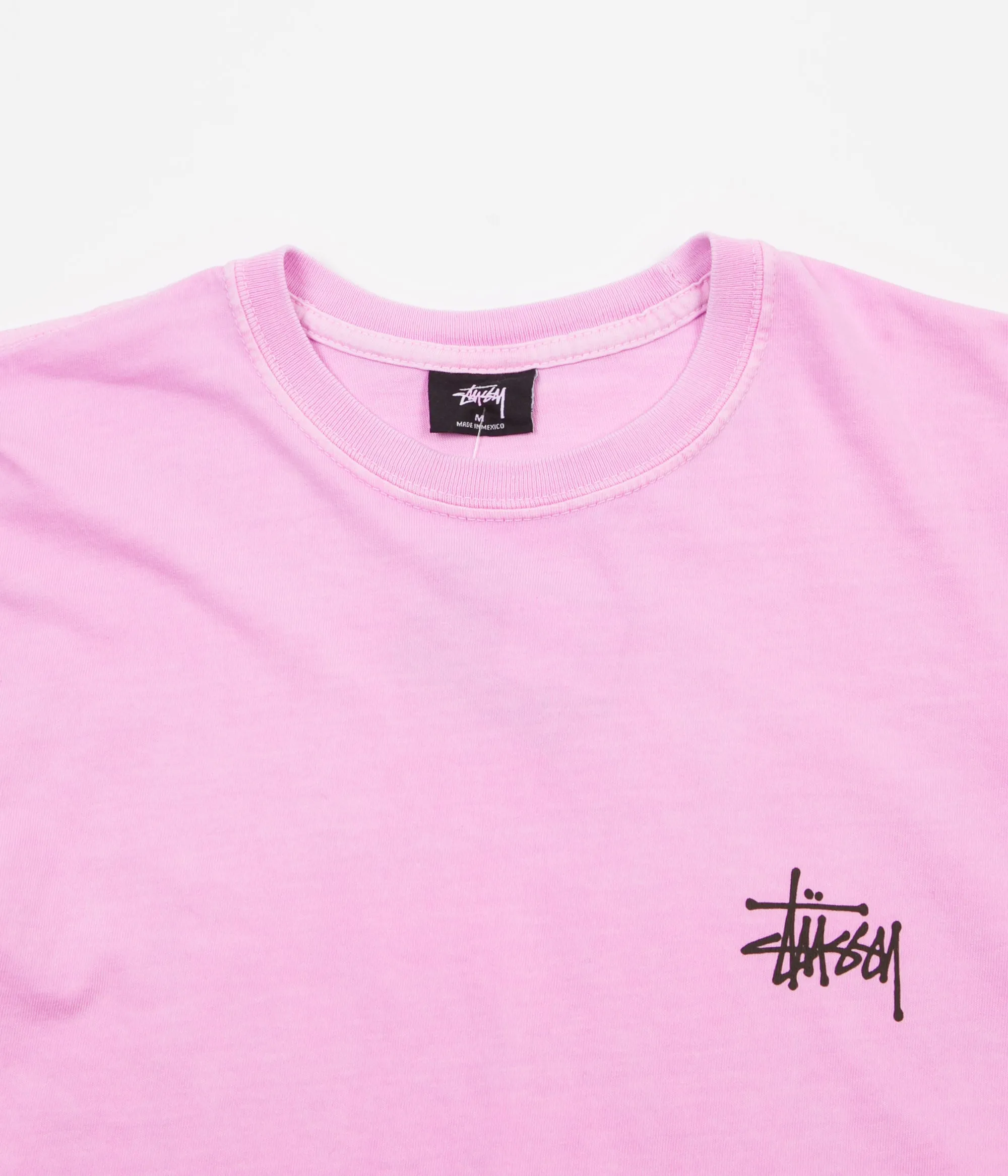 Stussy Basic Stussy Pigment Dyed Long Sleeve T-Shirt - Pink