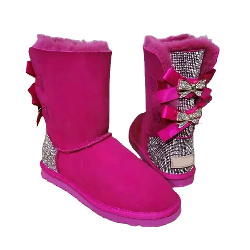 stylish winter boots for women in stock Sparkle with bow with jewel winter   boots