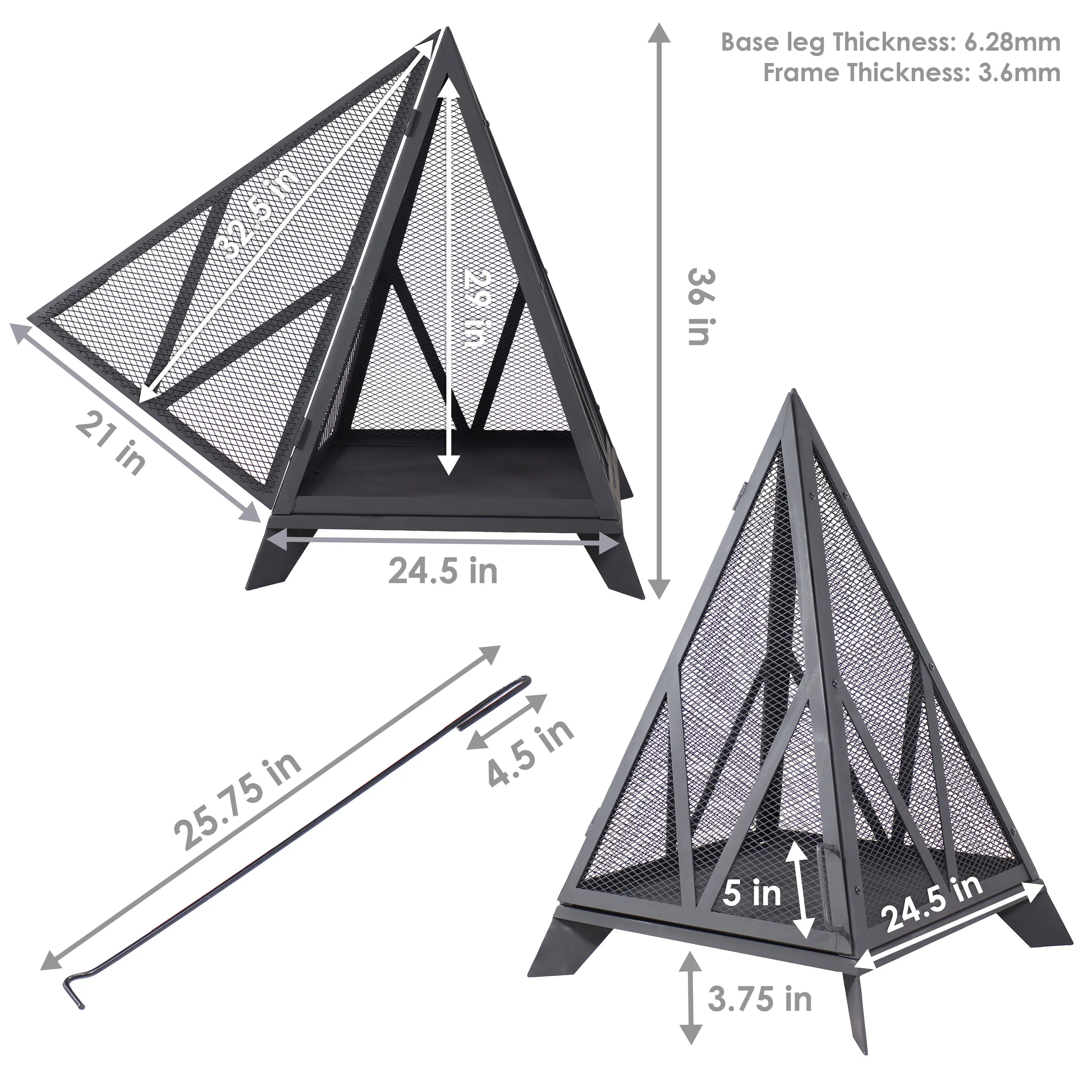 Sunnydaze Majestic Pyramid Heavy-Duty Steel Outdoor Fire Pit