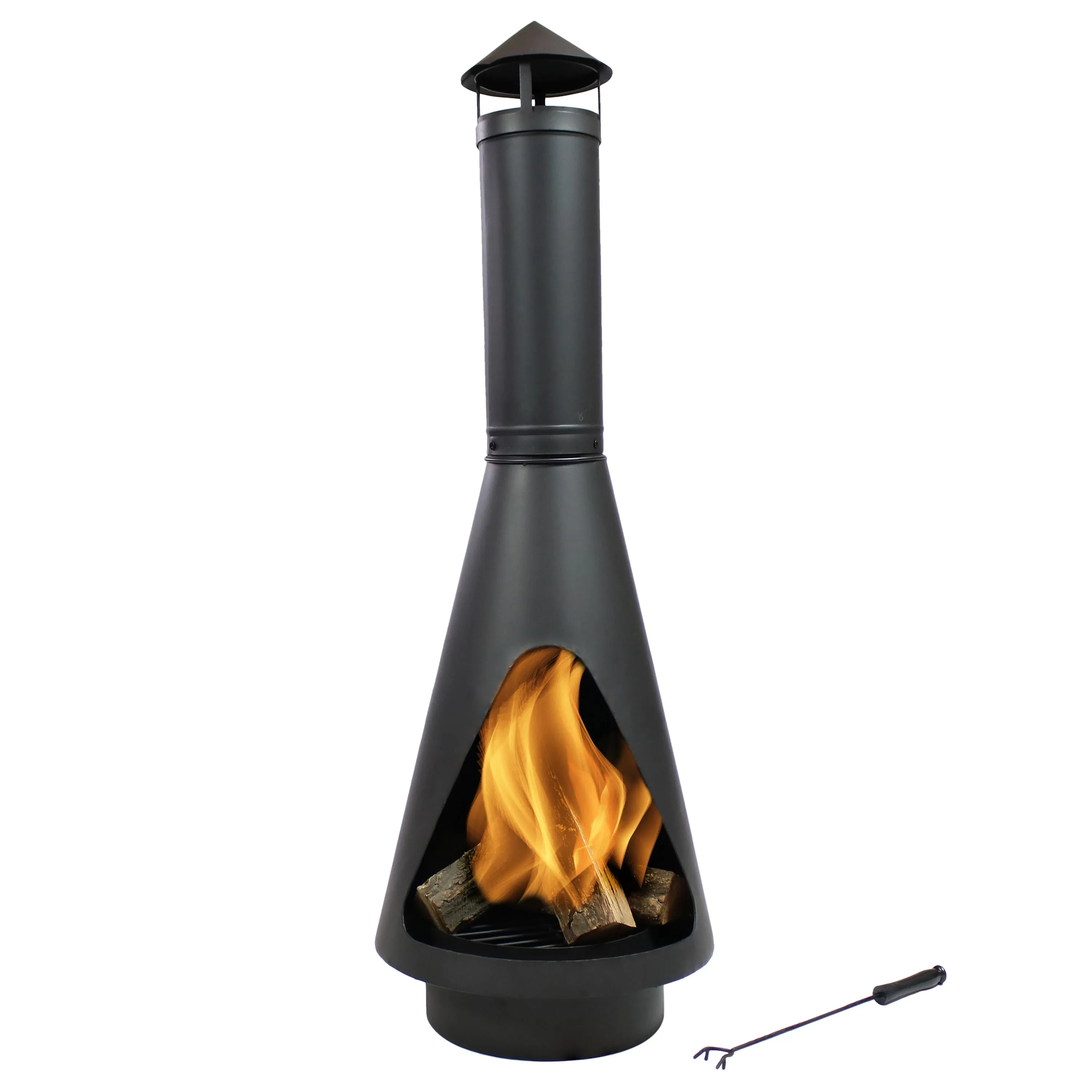 Sunnydaze Outdoor Wood-Burning Open-Access Chiminea with Poker - 56"